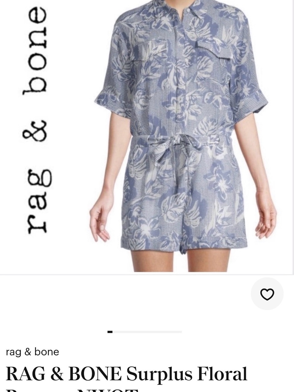 rag & bone Blue and White Floral Kids Pajama Romper